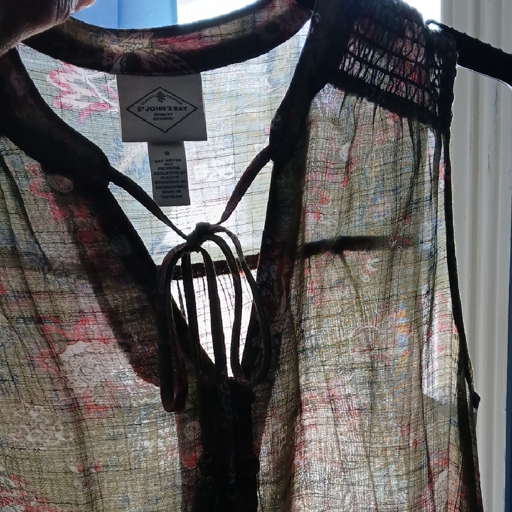 St. John's Bay Olive Green Floral Tassel Camisole - Picture 12 of 12